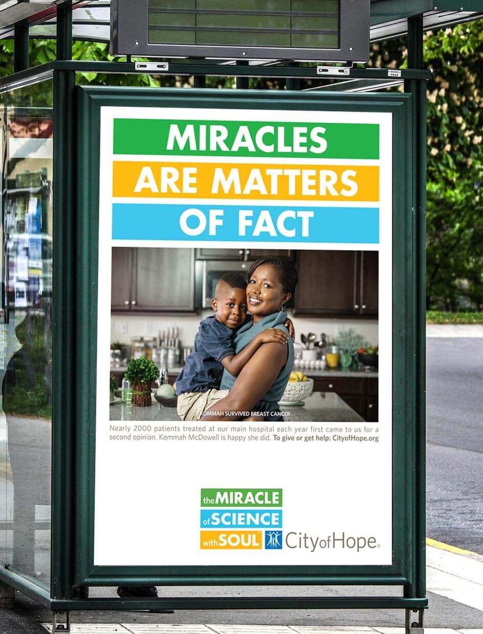 City of Hope. The miracle of science with soul. Bus stop