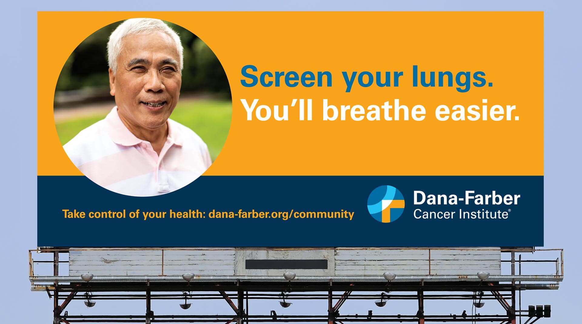 Dana-Farber Cancer Institute. Billboard. Screen your lungs.