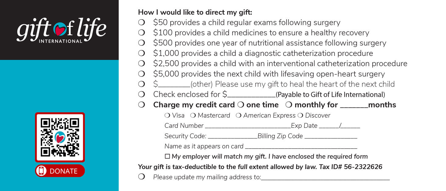 Gift of Life. Response Form