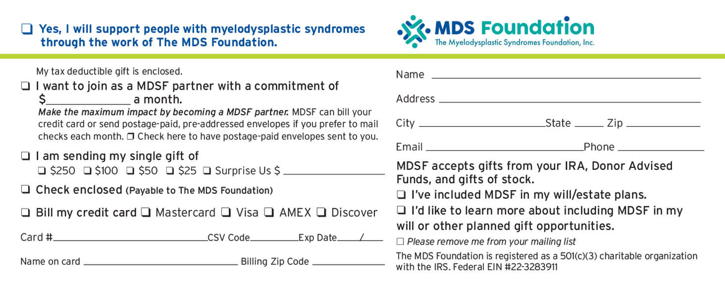 Myelodysplastic Syndromes Foundation_Response Form_back